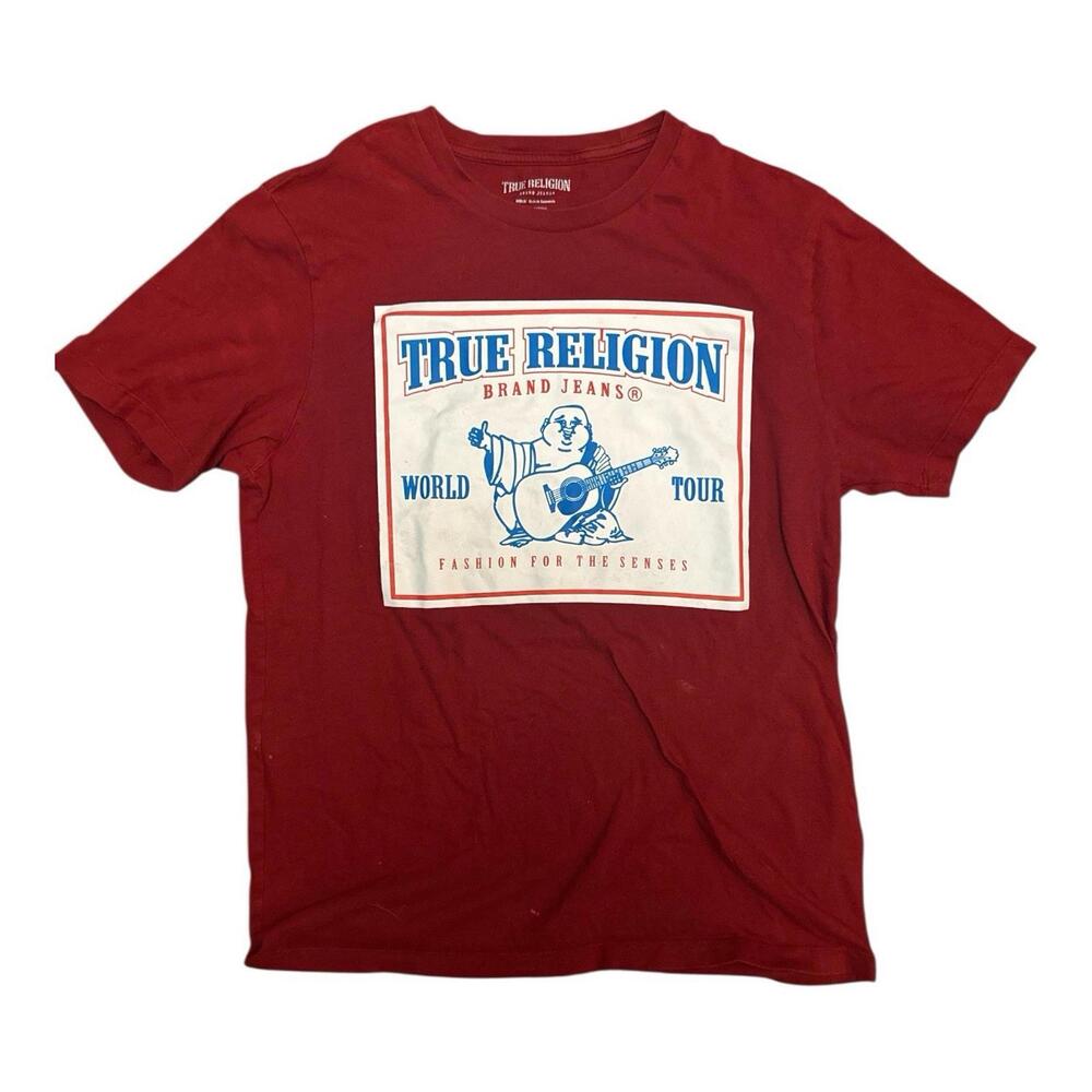 TRUE RELIGION x Short Sleeve Buddha Crew Neck Tee Mens Size Small World Tour